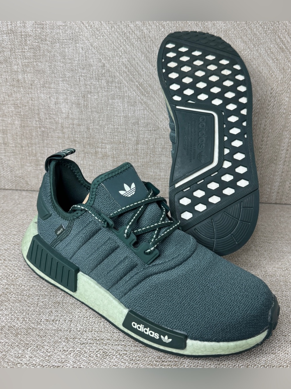 Adidas Originals NMD R1 Linen Green Mineral Womens Running Sneakers Size 8.5